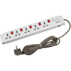 Huntkey PZC504 Five Socket 3 Line Surge Protection White PowerStrip
