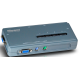 Micronet SP214EL 4 Port KVM Switch displayed on a desk, ideal for seamless computer control