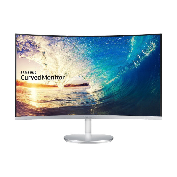 Samsung C27F591FDW 27 Inch Curved Full HD LED Monitor showcasing sleek borderless design