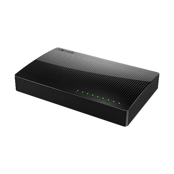 Tenda SG108 8 Port Gigabit Desktop Switch showcasing its design and ports for efficient networking