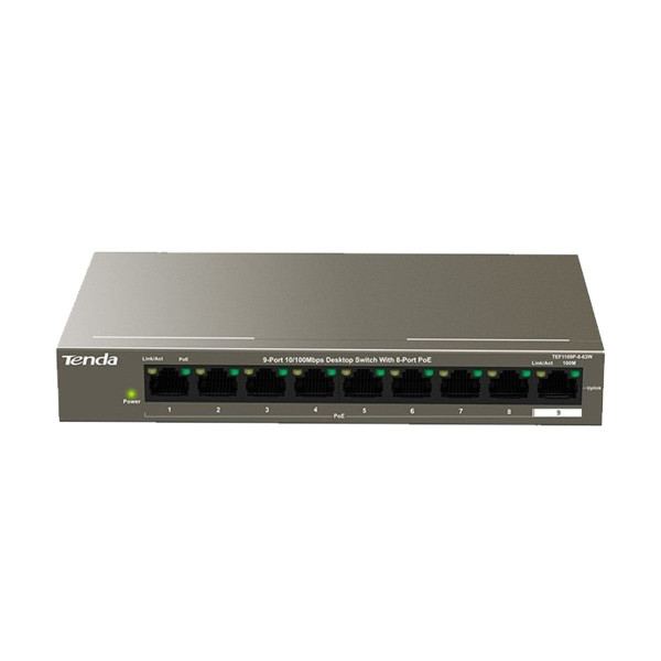 Tenda TEF1109P 9 Port Switch with 8 PoE Ports for efficient network connectivity in Jashore, Bangladesh