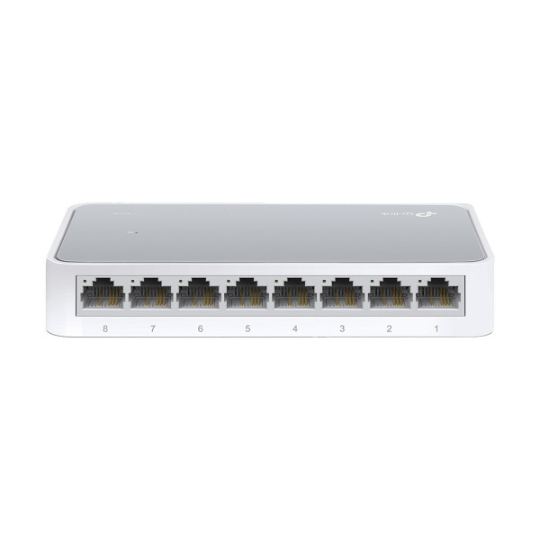 TP Link TL SF1008D 8 Port 10/100Mbps Desktop Switch with LED indicators for easy monitoring
