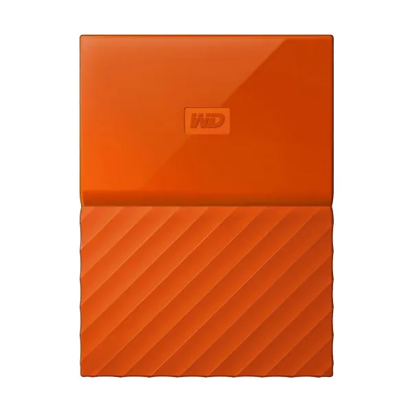 Western Digital 1TB My Passport USB 3.0 external hard drive in orange color, perfect for data storage